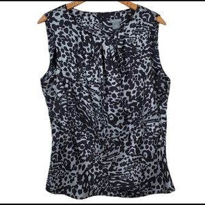 Anne Taylor Leopard Print Sleeveless Blouse